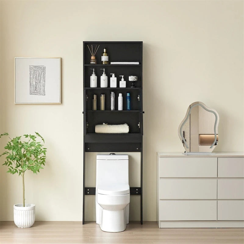Meuble de rangement pour WC style ferme blanc/noir, capacité 2 personnes