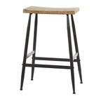 Tabouret de comptoir en métal avec plateau en bois brun - Noir - Décor Roche River