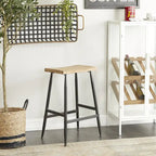 Tabouret de comptoir en métal avec plateau en bois brun - Noir - Décor Roche River