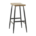 Tabouret de comptoir en métal avec plateau en bois brun - Noir - Décor Roche River