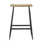 Tabouret de comptoir en métal avec plateau en bois brun - Noir - Décor Roche River