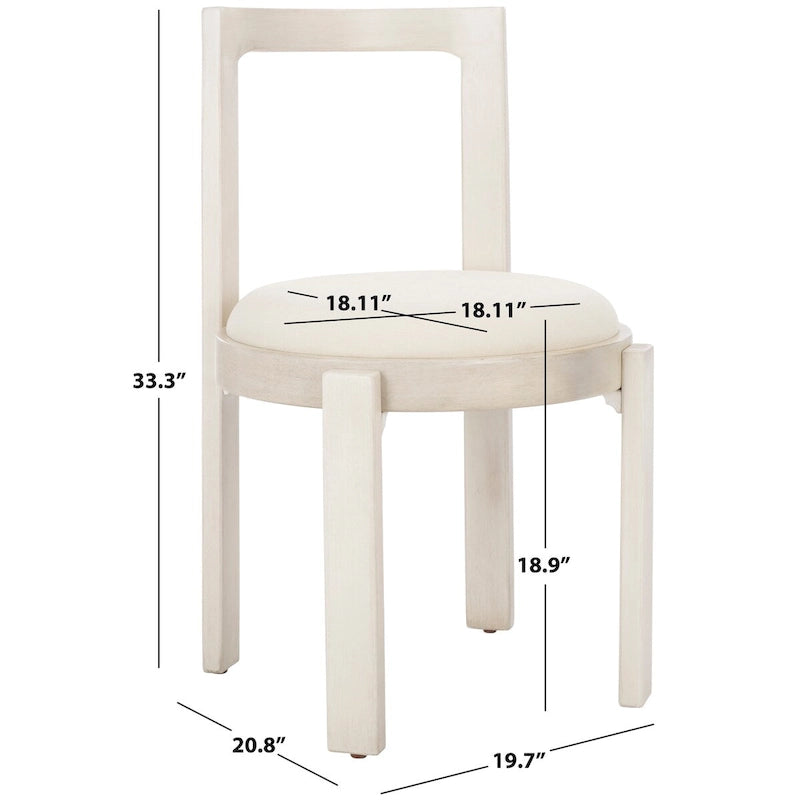 Chaise de salle à manger blanche ronde, cadre en bois massif, lot de 2