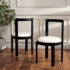 Chaise de salle à manger blanche ronde, cadre en bois massif, lot de 2