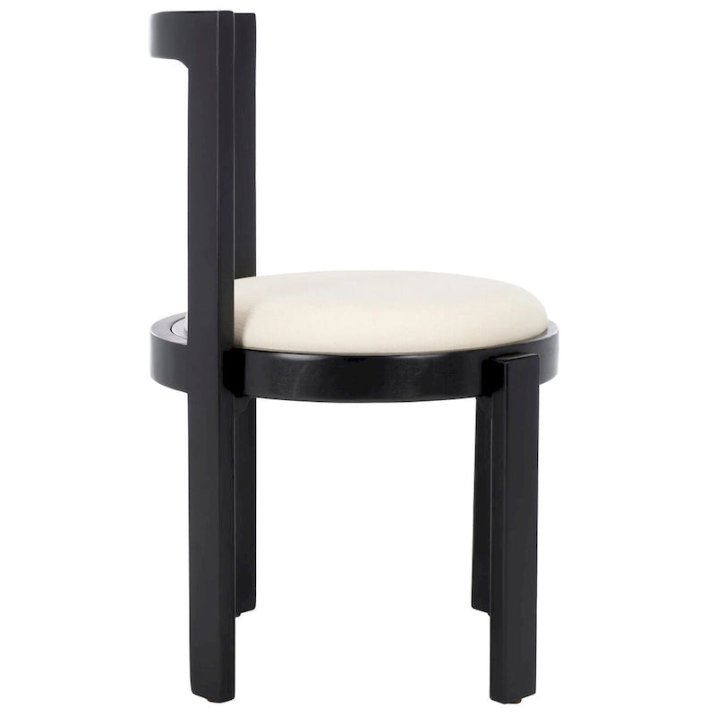 Chaise de salle à manger blanche ronde, cadre en bois massif, lot de 2
