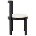 Chaise de salle à manger blanche ronde, cadre en bois massif, lot de 2