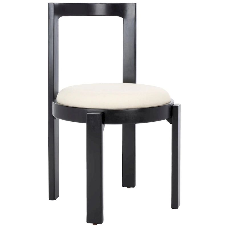 Chaise de salle à manger blanche ronde, cadre en bois massif, lot de 2