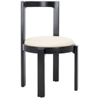 Chaise de salle à manger blanche ronde, cadre en bois massif, lot de 2