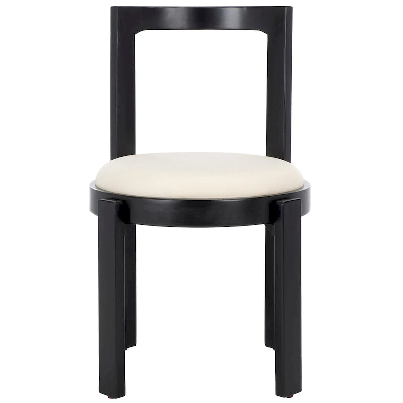 Chaise de salle à manger blanche ronde, cadre en bois massif, lot de 2