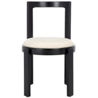 Chaise de salle à manger blanche ronde, cadre en bois massif, lot de 2