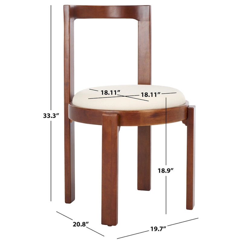 Chaise de salle à manger blanche ronde, cadre en bois massif, lot de 2