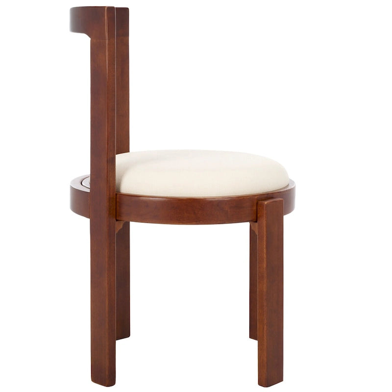 Chaise de salle à manger blanche ronde, cadre en bois massif, lot de 2