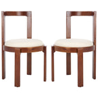 Chaise de salle à manger blanche ronde, cadre en bois massif, lot de 2