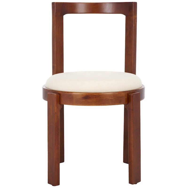 Chaise de salle à manger blanche ronde, cadre en bois massif, lot de 2