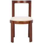 Chaise de salle à manger blanche ronde, cadre en bois massif, lot de 2