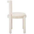 Chaise de salle à manger blanche ronde, cadre en bois massif, lot de 2