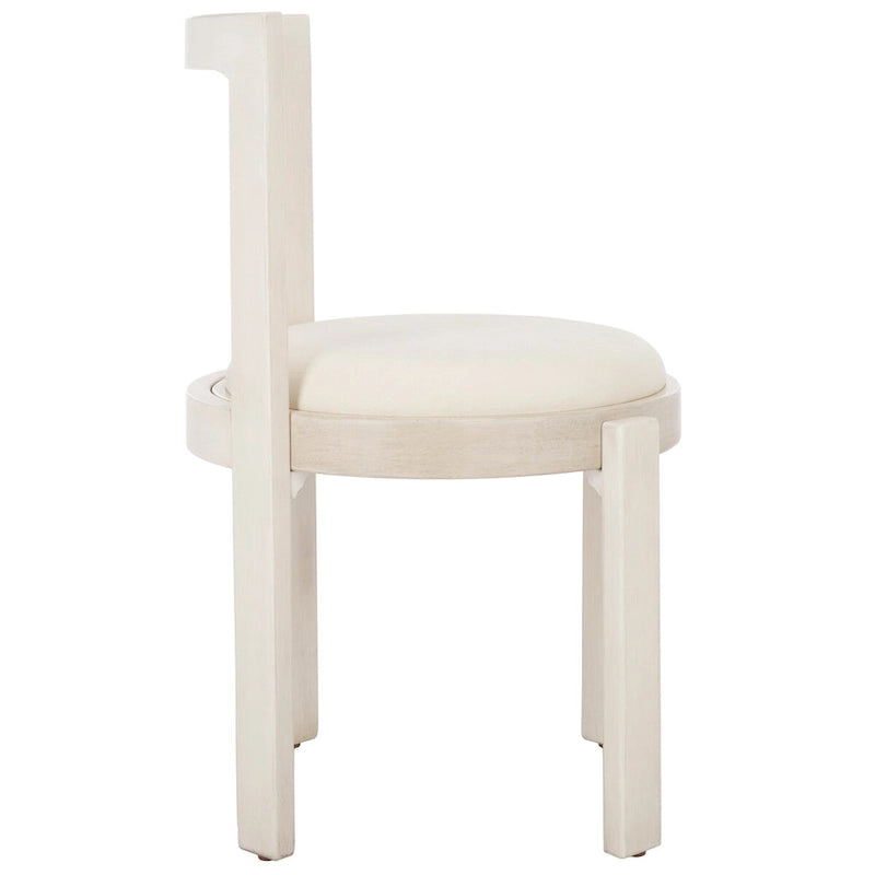 Chaise de salle à manger blanche ronde, cadre en bois massif, lot de 2