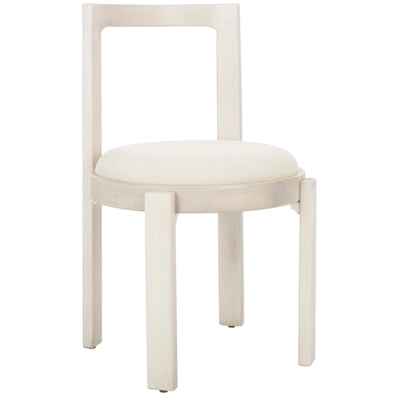 Chaise de salle à manger blanche ronde, cadre en bois massif, lot de 2