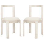 Chaise de salle à manger blanche ronde, cadre en bois massif, lot de 2