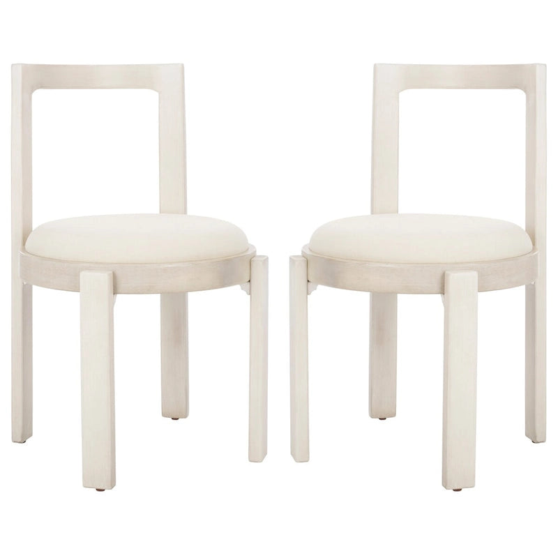 Chaise de salle à manger blanche ronde, cadre en bois massif, lot de 2